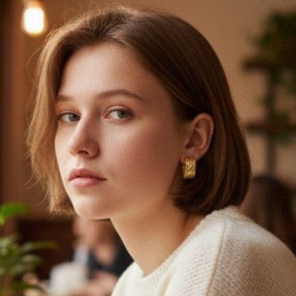 Christian Dior Vintage Gold Woven Modernist Design Clip Style Statement Earring - Picture 7 of 7